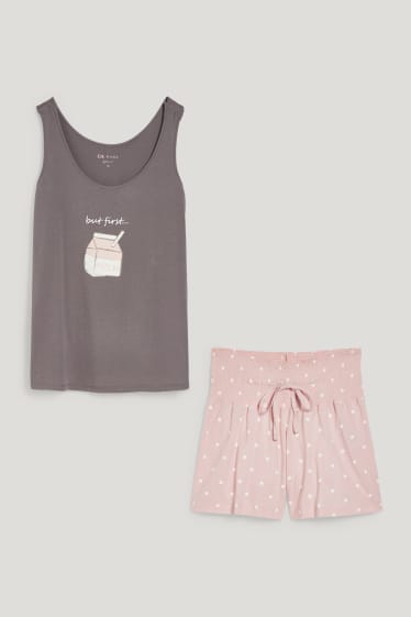 Femmes - Pyjashort d’allaitement - coton bio - rose