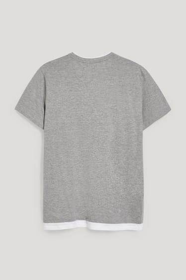 Clockhouse Boys - CLOCKHOUSE - T-Shirt - 2-in-1-Look - grau-melange