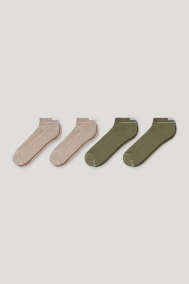 Dames - Set van 4 - sneakersokken - beige-mix