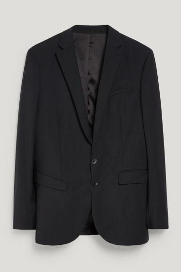 Pánské - Oblekové sako - slim fit - Flex - směs střižné vlny - LYCRA® - černá