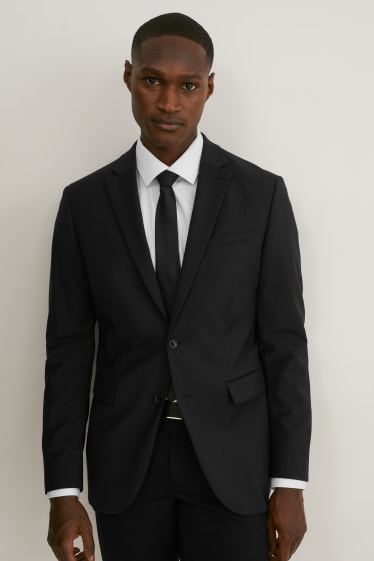 Pánské - Oblekové sako - slim fit - Flex - směs střižné vlny - LYCRA® - černá