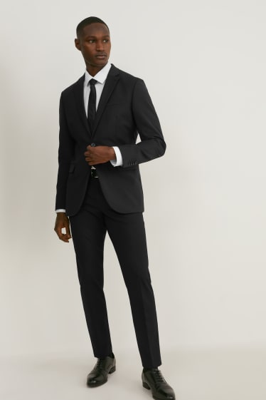 Pánské - Oblekové sako - slim fit - Flex - směs střižné vlny - LYCRA® - černá