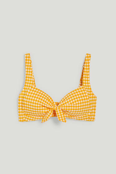 Donna - Reggiseno bikini - imbottito - LYCRA® XTRA LIFE™ - a quadretti - giallo