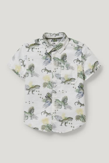Toddler Boys - Dino - Hemd - Leinen-Mix - weiß