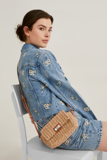 Femmes - Sac à bandoulière en paille - beige