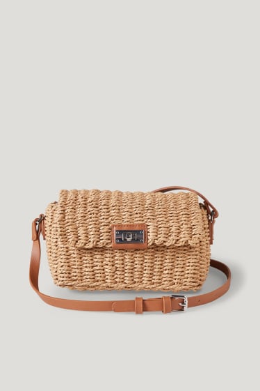 Femmes - Sac à bandoulière en paille - beige
