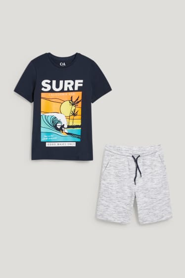 Kids Boys - Set - Kurzarmshirt und Sweatshorts - 2 teilig - dunkelblau
