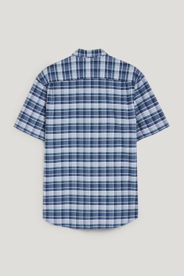 Men - Shirt - regular fit - kent collar - check - dark blue