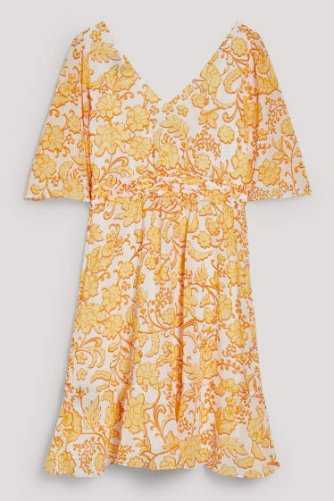 Donna - Vestito a portafoglio - a fiori - bianco