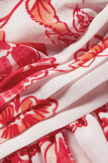 Femmes - Robe croisée - à fleurs - rose