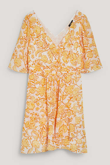 Donna - Vestito a portafoglio - a fiori - bianco