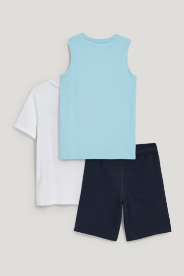 Kids Boys - Set - Kurzarmshirt, Top und Sweatshorts - 3 teilig - weiss