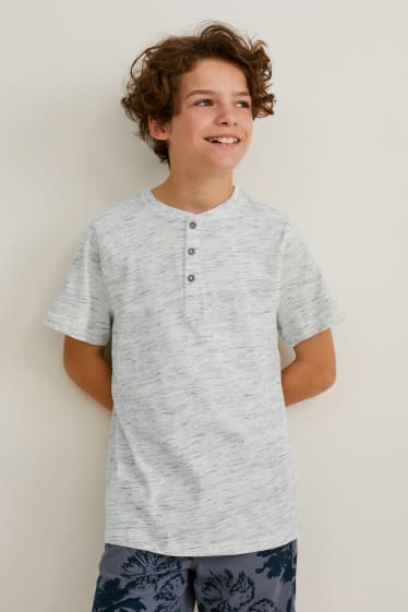 Reverskraag - T-shirt - licht grijs-mix