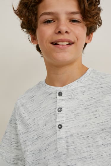 Reverskraag - T-shirt - licht grijs-mix