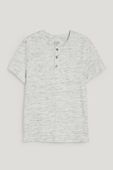 Reverskraag - T-shirt - licht grijs-mix