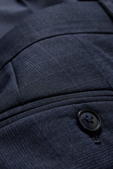 Pánské - Oblekové kalhoty ze střižní vlny - slim fit - tmavomodrá