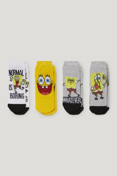 Garçons - Lot de 3 - Bob l’éponge - chaussettes de sport - gris clair chiné