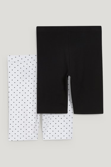 Damen - Multipack 2er - Basic-Radlerhose - LYCRA® - schwarz / weiss