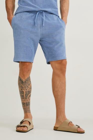 Men - Terry cloth sweat shorts - blue