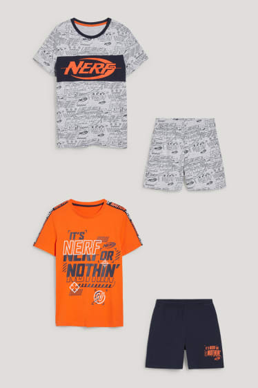 Băieți - Multipack 2 buc. - NERF - pijama scurtă - 4 piese - portocaliu neon