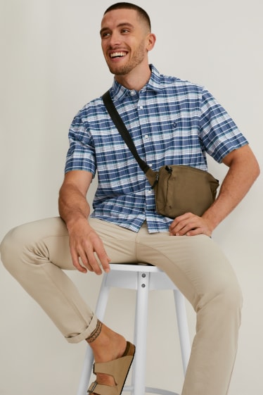 Men - Shirt - regular fit - kent collar - check - dark blue