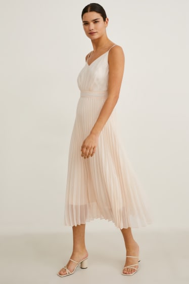 Mujer - Vestido fit & flare - plisado - perla