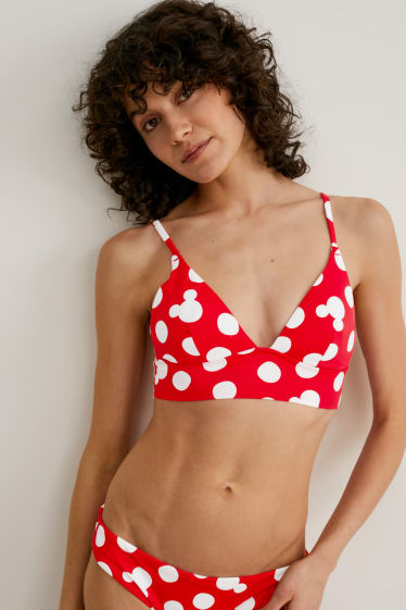Dames - Bikinitopje - bandeau - gewatteerd - gerecyclede stof - Mickey Mouse - rood