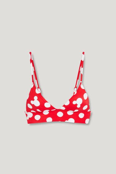 Dames - Bikinitopje - bandeau - gewatteerd - gerecyclede stof - Mickey Mouse - rood