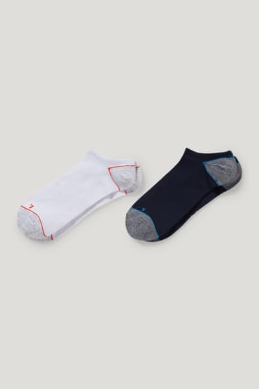 Hommes - Lot de 2 - socquettes de sport - bleu foncé / blanc