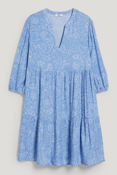 Damen - Fit & Flare Kleid - blau