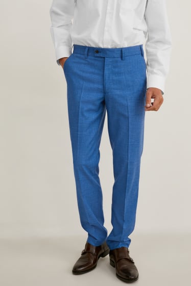 Pánské - Oblekové kalhoty - regular fit - stretch - LYCRA® - modrá-žíhaná