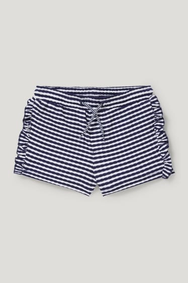Toddler Girls - Swim shorts - striped - dark blue / white