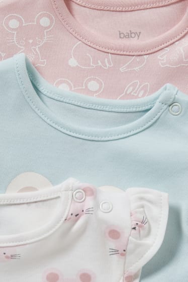 Baby Girls - Multipack of 3 - baby sleepsuit - rose