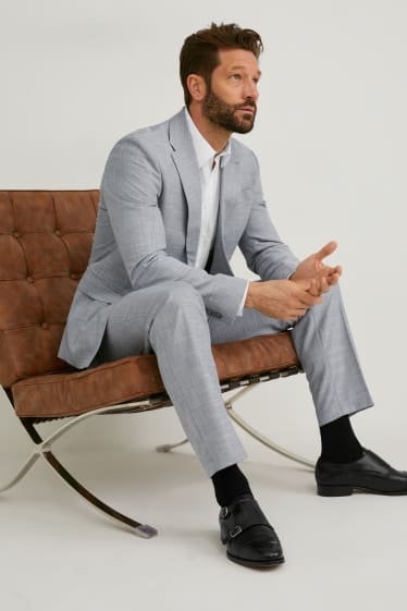 Hommes - Veste de costume - coupe droite - LYCRA® - gris chiné