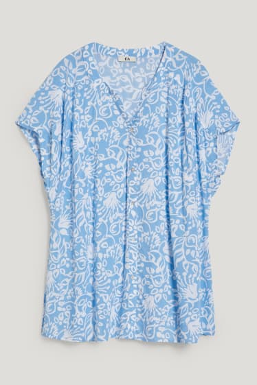 Femmes - Chemisier - à fleurs - bleu clair
