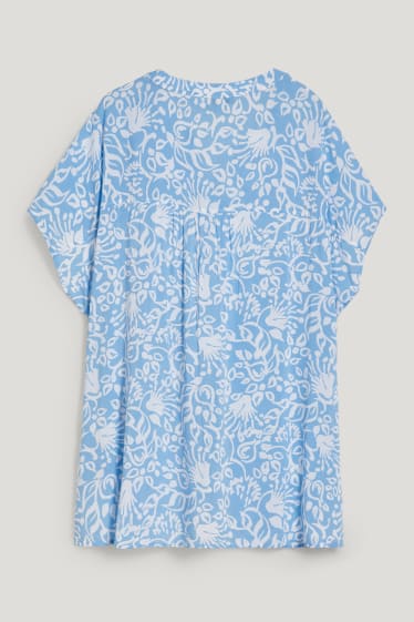 Femmes - Chemisier - à fleurs - bleu clair
