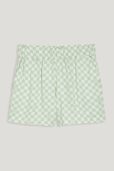 Clockhouse Girls - CLOCKHOUSE - Shorts - High Waist - kariert - weiß / grün