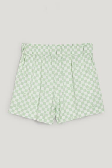 Clockhouse Girls - CLOCKHOUSE - Shorts - High Waist - kariert - weiß / grün