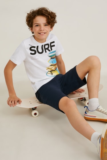 Kids Boys - Set - Kurzarmshirt, Top und Sweatshorts - 3 teilig - weiß
