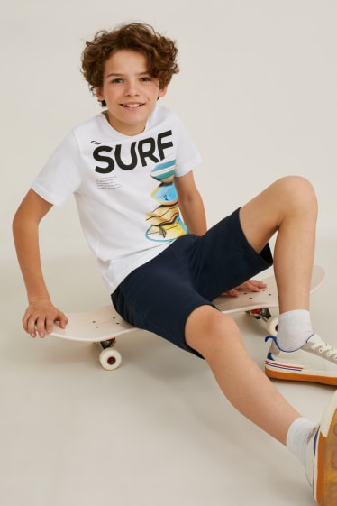 Kids Boys - Set - Kurzarmshirt, Top und Sweatshorts - 3 teilig - weiss