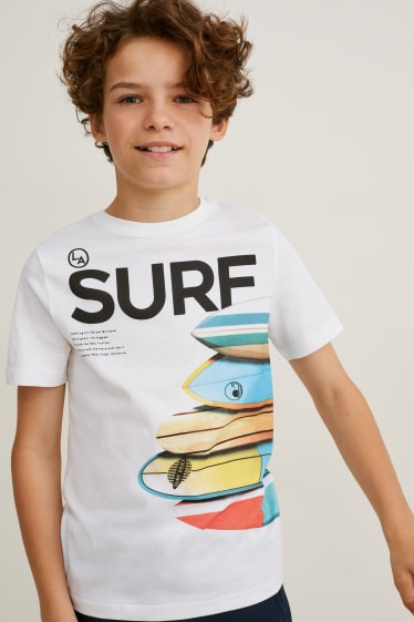 Kids Boys - Set - Kurzarmshirt, Top und Sweatshorts - 3 teilig - weiss