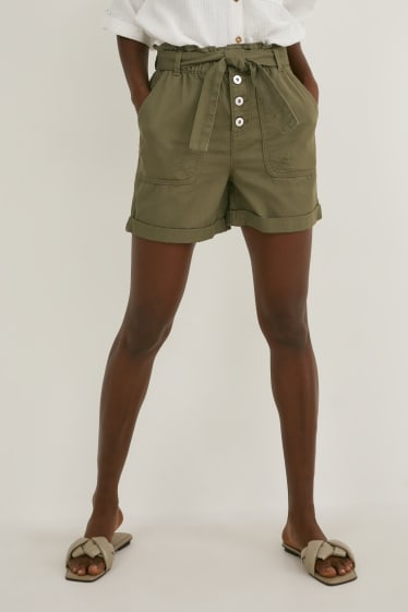 Mujer - Shorts - mid waist - verde oscuro