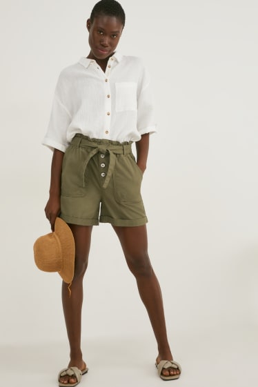 Mujer - Shorts - mid waist - verde oscuro