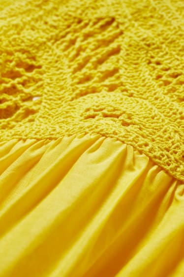 Donna - Vestito svasato - cotone biologico - giallo