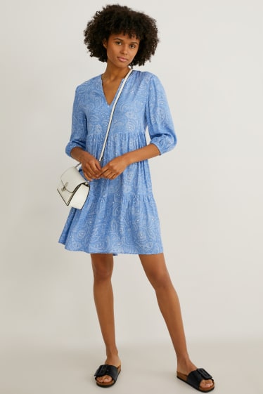 Damen - Fit & Flare Kleid - blau