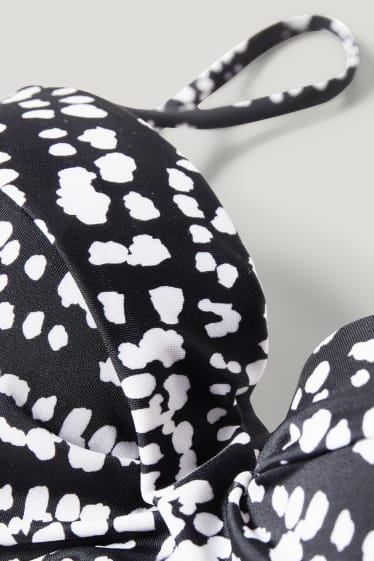Damen - Bikini-Top mit Bügel - Bandeau - wattiert - LYCRA® - schwarz / weiß