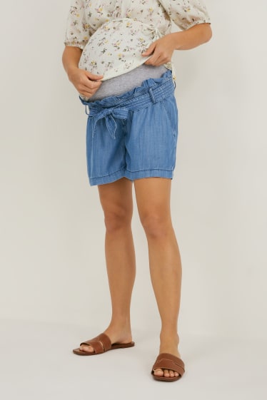 Dames - Zwangerschapsshorts - Tencel™ - jeansblauw