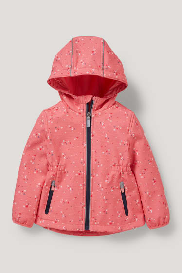 Toddler Girls - Giacca soft shell con cappuccio - a fiori - rosa scuro