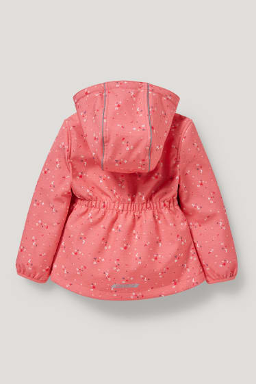Toddler Girls - Giacca soft shell con cappuccio - a fiori - rosa scuro