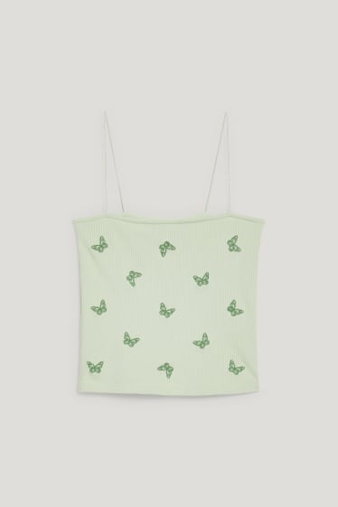 Clockhouse femme - CLOCKHOUSE - top coupe raccourcie - vert clair
